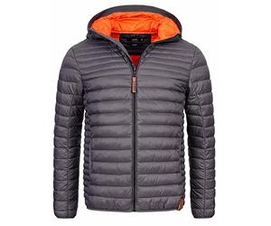 Indicode Herren Bowers Steppjacke in Daunenjacken-Optik | Winterjacke Übergangsjacke 3XL, Dk Grey