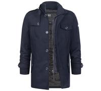 Indicode Herren Brandon Kurzmantel mit Stehkragen | Herrenmantel Wollmantel Mantel Männer Navy, M
