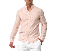 Indicode Hemd Langarm Herren Regular Fit Leinen rosa, M
