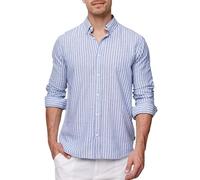 Indicode Herren Brayden Hemd gestreift mit Button-Down-Kragen | Herrenhemd Männerhemd Dark Navy XXL