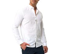 Indicode Herren Brayden Hemd gestreift mit Button-Down-Kragen | Herrenhemd Männerhemd White - solid M