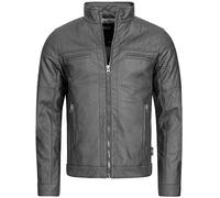 Indicode Herren Brook Jacke Bikerjacke aus Leder-Imitat mit Stehkragen