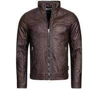 Indicode Herren Brook Jacke Bikerjacke aus Leder-Imitat mit Stehkragen