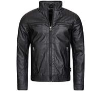Indicode Herren Brook Jacke Bikerjacke aus Leder-Imitat mit Stehkragen | Moderne Motorradjacke aus hochwertigem Kunstleder, Bikerjacke, Herrenjacke, Übergangsjacke, Freizeitjacke für Männer