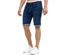 Indicode Herren Caden Jeans Shorts mit 5 Taschen | Herrenshorts Used Look für Männer Blue, L