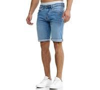 Indicode Herren Caden Jeans Shorts mit 5 Taschen | Herrenshorts Used Look für Männer Blue Wash, S