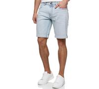 Indicode Herren Caden Jeans Shorts mit 5 Taschen | Herrenshorts Used Look für Männer Foam Blue XL