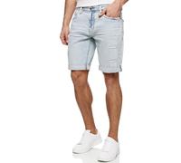 Indicode Herren Caden Jeans Shorts mit 5 Taschen | Herrenshorts Used Look für Männer Holes - Foam Blue M