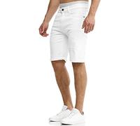 Indicode Herren Caden Jeans Shorts mit 5 Taschen | Herrenshorts Used Look für Männer Holes - Off White S