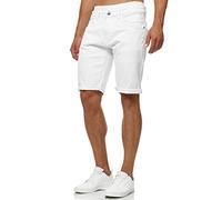 Indicode Herren Caden Jeans Shorts mit 5 Taschen | Herrenshorts Used Look für Männer Offwhite, XXL