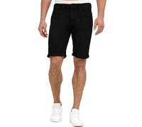 Indicode Herren Caden Jeans Shorts mit 5 Taschen | Herrenshorts Used Look für Männer Ultra Black, XL