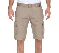 Indicode Herren Cargo Shorts Kurze Hose mit Gürtel Bermuda mit Seitentaschen INMonroe 70-042 Greige (010) XXL