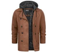 Indicode Herren Cliff Kurzmantel mit Stehkragen | Wollmantel Herrenmantel Mantel Camel, XL