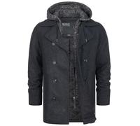 Indicode Herren Cliff Kurzmantel mit Stehkragen | Wollmantel Herrenmantel Mantel Charcoal Mix, S