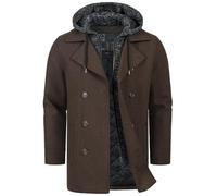 Indicode Herren Cliff Kurzmantel mit Stehkragen | Wollmantel Herrenmantel Mantel Dk Brown Mix, L