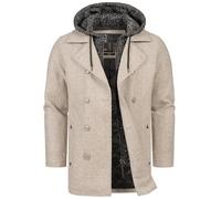 Indicode Herren Cliff Kurzmantel mit Stehkragen | Wollmantel Herrenmantel Mantel Greige, S