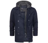 Indicode Herren Cliff Kurzmantel mit Stehkragen | Wollmantel Herrenmantel Mantel Navy, M