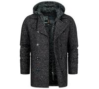 Indicode Herren Cliff Kurzmantel Wollmantel mit Stehkragen und Kapuze