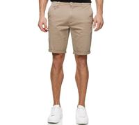 Indicode Herren Cuba Chino Shorts mit 5 Taschen aus Baumwollgemisch | Bermuda Sommershorts für Männer Greige, L