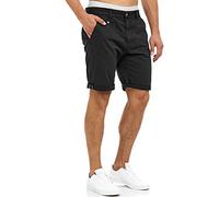 Indicode Herren Cuba Chino Shorts mit 5 Taschen aus Baumwollgemisch | Bermuda Sommershorts für Männer New Black, S