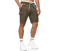 Indicode Herren Dannie Cargo Sweatshorts mit Kordelzug | Herrenshort Sport Trainingshose Army XXL