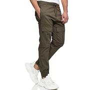 Indicode Herren Dennis Cargohose aus 98% Baumwolle mit 6 Taschen | Cargo Hose für Männer Army, S