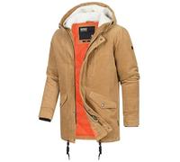 Indicode Herren Dudley Winterjacke aus Baumwolle (Cord) mit Kapuze | Winterparka Parka Camel, S