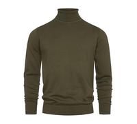 Indicode Herren Eldo Feinstrickpullover aus 80% Baumwolle | Strickpullover Rollkragen für Männer Army, S
