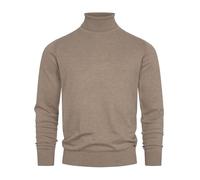 Indicode Herren Eldo Feinstrickpullover aus 80% Baumwolle | Strickpullover Rollkragen für Männer Beige Mix, XL