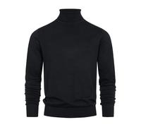 Indicode Herren Eldo Feinstrickpullover aus 80% Baumwolle | Strickpullover Rollkragen für Männer Black, L
