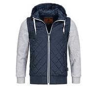 Indicode Herren Harry Jacke mit Kapuze und abnehmbaren Ärmeln | Steppjacke Weste Blau, XXL