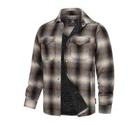 Indicode Herren Henderson Langarmhemd Übergangsjacke gefüttert | Herrenhemd Freizeithemd Coffee Bean, M