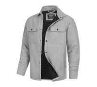 Indicode Herren Henderson Langarmhemd Übergangsjacke gefüttert | Herrenhemd Freizeithemd Grey Mix, XXL