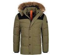Indicode Herren Hexyl Winterparka mit Kapuze | Parka Steppjacke Herrenparka Army L