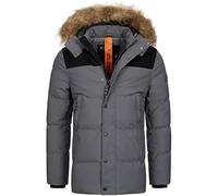 Indicode Herren Hexyl Winterparka mit Kapuze | Parka Steppjacke Herrenparka Dk Grey S
