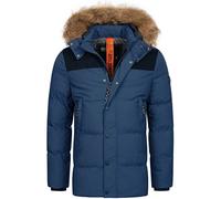 Indicode Herren Hexyl Winterparka mit Kapuze | Parka Steppjacke Herrenparka Navy M