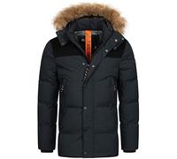 Indicode Herren Hexyl Winterparka mit Kapuze | Parka Steppjacke Herrenparka Black XXL