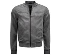 Indicode Herren Ibon Velours-Kunstleder Jacke Übergangsjacke mit Stehkragen
