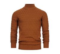 Indicode Herren INAlpha Strickpullover mit Stehkragen aus Baumwoll-Mix | Feinstrick-Pulli für Männer Caramel XXL
