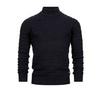 Indicode Herren INAlpha Strickpullover mit Stehkragen aus Baumwoll-Mix | Feinstrick-Pulli für Männer Dark Navy, XL