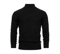 Indicode Herren INAlpha Strickpullover mit Stehkragen aus Baumwoll-Mix | Feinstrick-Pulli für Männer Black, XL