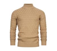 Indicode Herren INAlpha Strickpullover mit Stehkragen aus Baumwoll-Mix | Feinstrick-Pulli für Männer Cornstalk, M