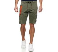 Indicode Herren INArnold Cargo Shorts mit 6 Taschen und Kordelzug aus Baumwolle | Kurze Hose für Männer Army, S