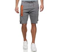 Indicode Herren INArnold Cargo Shorts mit 6 Taschen und Kordelzug aus Baumwolle | Kurze Hose für Männer Pewter, S