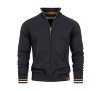 Indicode Herren INArutemia Strickjacke aus Baumwolle | Fein-Strick Cardigan mit Stehkragen und Reißverschluss Dark Navy, M