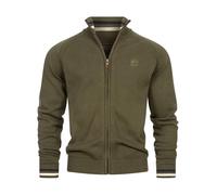 Indicode Herren INArutemia Strickjacke aus Baumwolle | Fein-Strick Cardigan mit Stehkragen und Reißverschluss Army, M