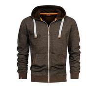 Indicode Herren INBaustian Sweatjacke mit RIPP-Bündchen und Kapuze | Kapuzensweater Hoodie für Männer Coffee Bean, L