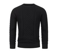 Indicode Herren INBellin Pullover mit Rundhals-Ausschnitt | Herrenpullover Pulli Strickpullover für Männer Black, M