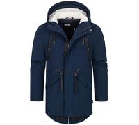 Indicode Herren INBenicio Parka mit gefütterter Kapuze & Teddyfell-Futter | Winterjacke Winterparka Männer Navy, XXL