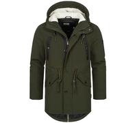 Indicode Herren INBenicio Parka mit gefütterter Kapuze & Teddyfell-Futter | Winterjacke Winterparka Männer Army, XXL